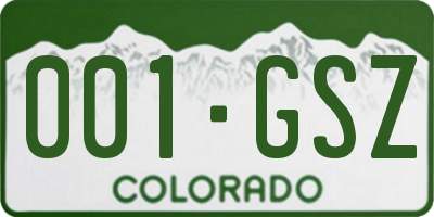 CO license plate 001GSZ