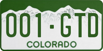 CO license plate 001GTD