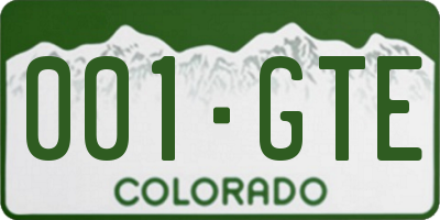 CO license plate 001GTE