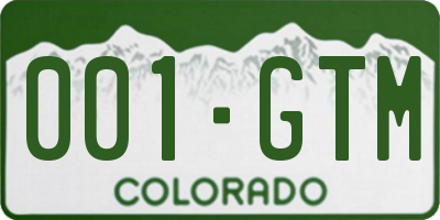 CO license plate 001GTM