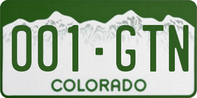 CO license plate 001GTN