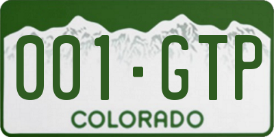 CO license plate 001GTP