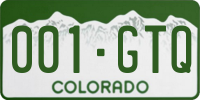 CO license plate 001GTQ