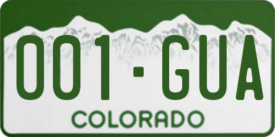 CO license plate 001GUA