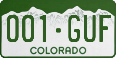 CO license plate 001GUF