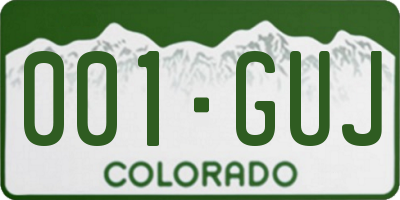 CO license plate 001GUJ