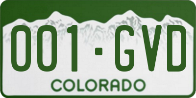 CO license plate 001GVD