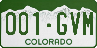 CO license plate 001GVM