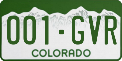 CO license plate 001GVR