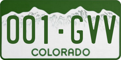 CO license plate 001GVV