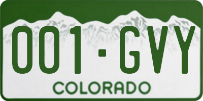 CO license plate 001GVY