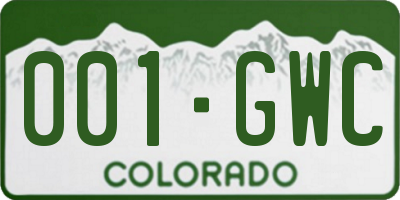 CO license plate 001GWC