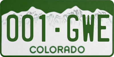 CO license plate 001GWE