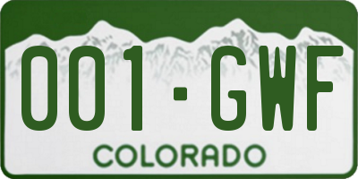 CO license plate 001GWF