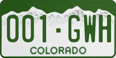 CO license plate 001GWH