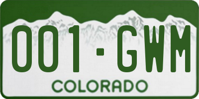 CO license plate 001GWM