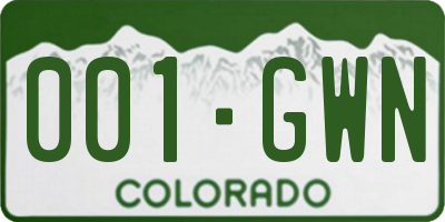 CO license plate 001GWN