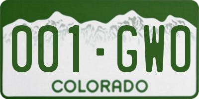 CO license plate 001GWO