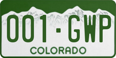 CO license plate 001GWP