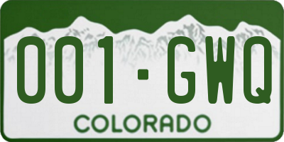 CO license plate 001GWQ