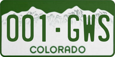 CO license plate 001GWS