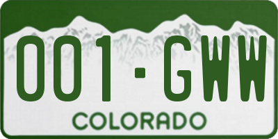 CO license plate 001GWW