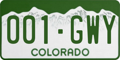 CO license plate 001GWY