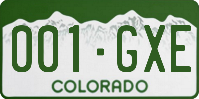 CO license plate 001GXE