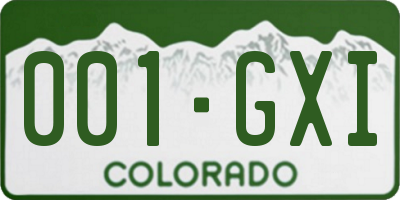 CO license plate 001GXI