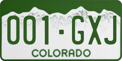CO license plate 001GXJ