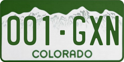 CO license plate 001GXN