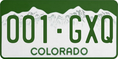 CO license plate 001GXQ
