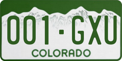 CO license plate 001GXU