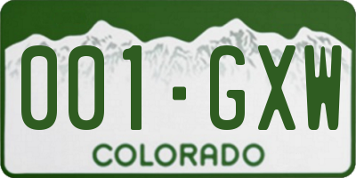 CO license plate 001GXW