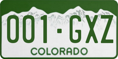 CO license plate 001GXZ