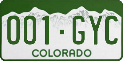 CO license plate 001GYC