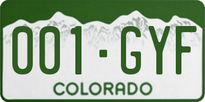 CO license plate 001GYF