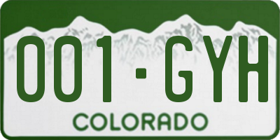 CO license plate 001GYH