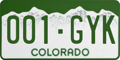 CO license plate 001GYK