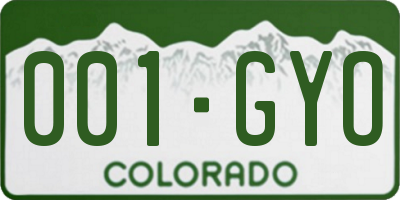 CO license plate 001GYO