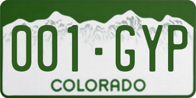 CO license plate 001GYP