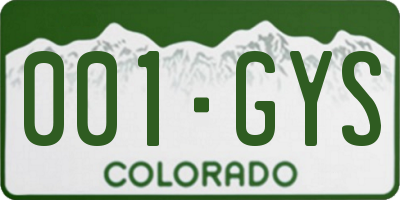 CO license plate 001GYS