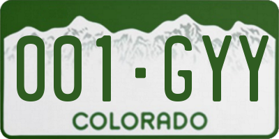 CO license plate 001GYY