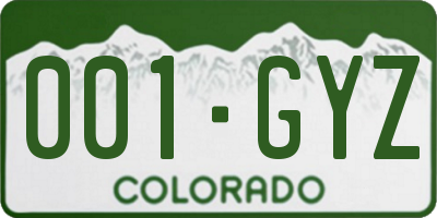 CO license plate 001GYZ