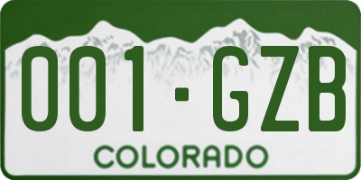 CO license plate 001GZB