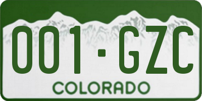 CO license plate 001GZC