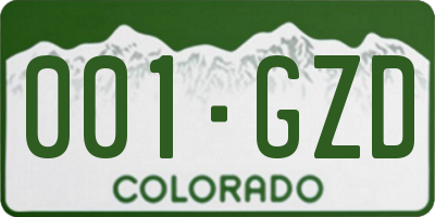 CO license plate 001GZD
