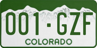 CO license plate 001GZF