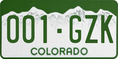 CO license plate 001GZK