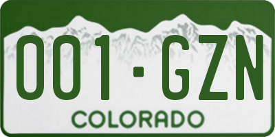 CO license plate 001GZN
